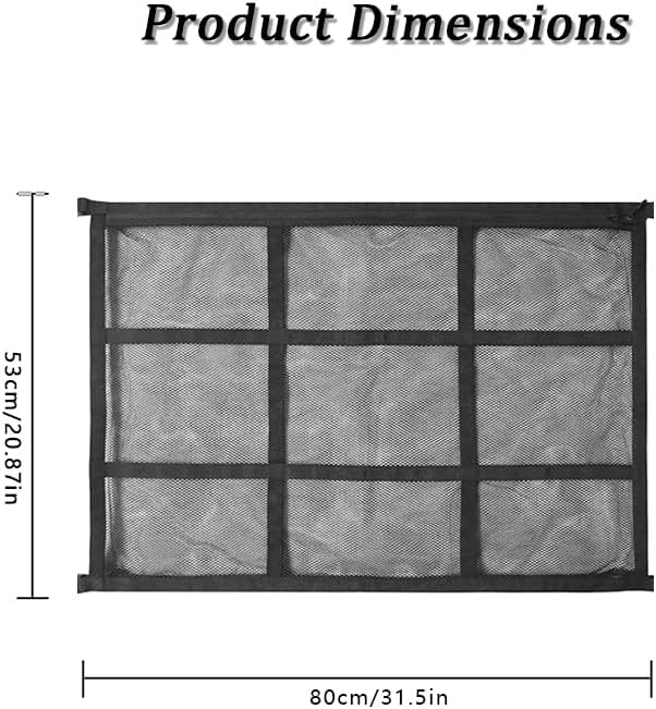 Car Ceiling Cargo Net Pocket for Jeep Renegade 2015–2025, Car Roof Storage Organizer, Double Layer Overhead Cargo Net for Auto with Zip Closure for Trip, Camping,A