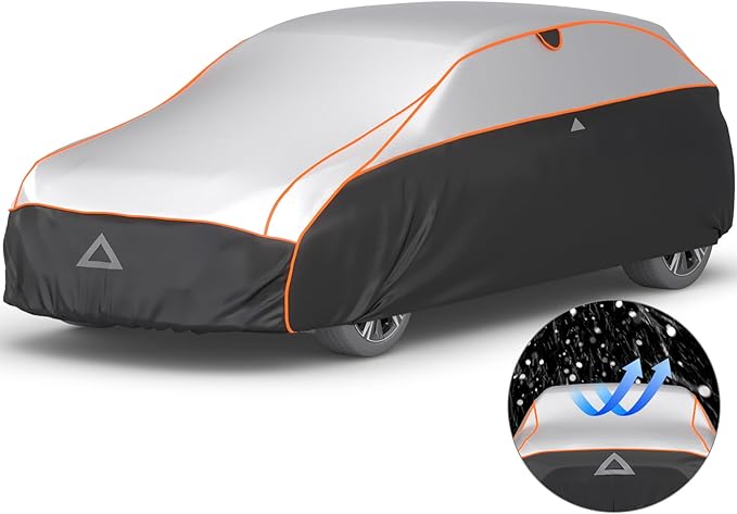Favoto Hail Protector Car Cover Waterproof Hatchback Cover | Hail Snow Rain Protection Padded Outdoor Heavy Duty with Reflective Strips Full Exterior Cover Fits Hatchback up to 171"