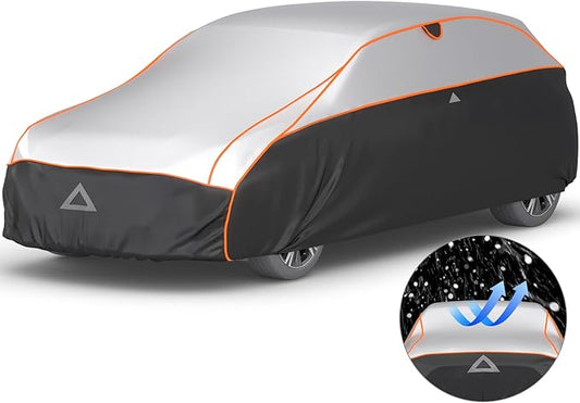 Favoto Hail Protector Car Cover Waterproof Hatchback Cover | Hail Snow Rain Protection Padded Outdoor Heavy Duty with Reflective Strips Full Exterior Cover Fits Hatchback up to 171"