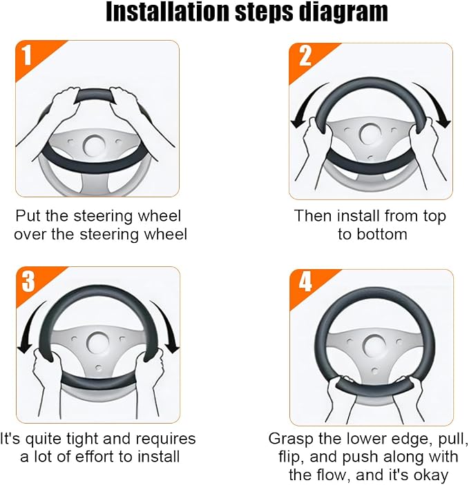 Carbon Fiber Car Steering Wheel Cover, Leather Breathable Automotive Wheel Protector, 15 Inch Anti-Slip Vehicle Interior Steering Accessories, Universal for SUV Truck Sedan (Gray)