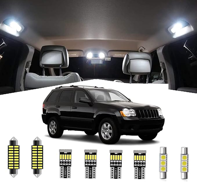 AWALITED 14pcs Grand Cherokee Interior LED Lights Kit Super Bright LED Map Dome Light Bulbs Replacement for 1999-2010 Jeep Grand Cherokee all models