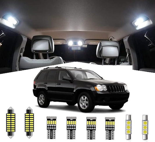 AWALITED 14pcs Grand Cherokee Interior LED Lights Kit Super Bright LED Map Dome Light Bulbs Replacement for 1999-2010 Jeep Grand Cherokee all models