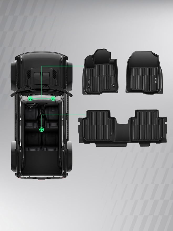 YHTAUTO Automotive Floor Mats Compatible with Honda CR-V CRV 2023-2026 (Include Hybrid), TPE All Weather Car Mats Waterproof Anti-Slip Odorless Floor Liner, 1st & 2nd Row, Set of 3