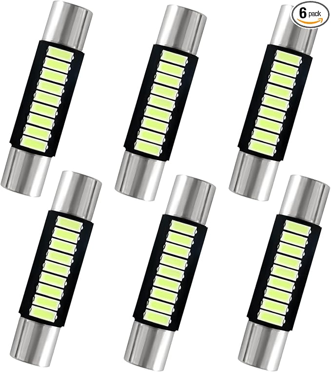6PCS 28mm 29mm 6614F Festoon LED Car Bulb, Car Vanity Light Bulbs, Extremely Bright 9-SMD 4014 Chips LED Bulb, Car Accessories Visor Light Bulb for Vanity Mirror, Dome Light (Ice blue)