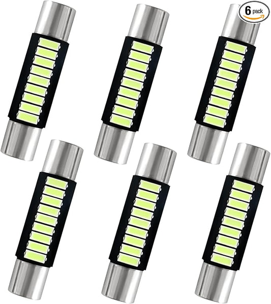 6PCS 28mm 29mm 6614F Festoon LED Car Bulb, Car Vanity Light Bulbs, Extremely Bright 9-SMD 4014 Chips LED Bulb, Car Accessories Visor Light Bulb for Vanity Mirror, Dome Light (Ice blue)