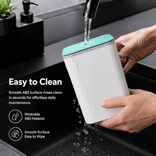 Mini Car Trash Can with Press Lid, Leakproof One-Piece Design, ABS Plastic Garbage Bin with Stainless Steel Spring for Auto Interior (White)