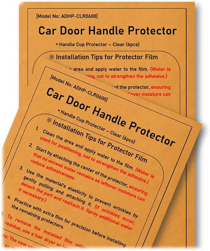 [3M]-6pcs Customized Car Door Handle Cup Protector Made with 3M PPF | Made with 3M Paint Protection Film Series, Sticker/Guard, Clear(Transparent), Anti Scratch, Universal Fit for Most Cars