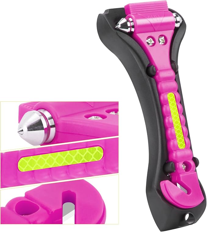 8PCS Car Window Breaker, Pink Window Breaker Seatbelt Cutter, Car Safety Hammer with One Second Emergency Glass Hammer, Safety Emergency Car Escape Tool for Car, Office, Home