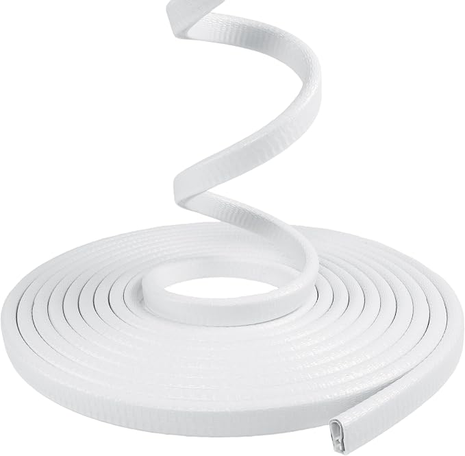 Edge Trim White U-Channel Rubber Trim Edge with Steel 1/2" X 3/8" - Fit Gap 3/64" to1/4 Car Door Edge Sealing Strip PVC Weather Stripping with Metal, Metal Edge Protector, 20FT