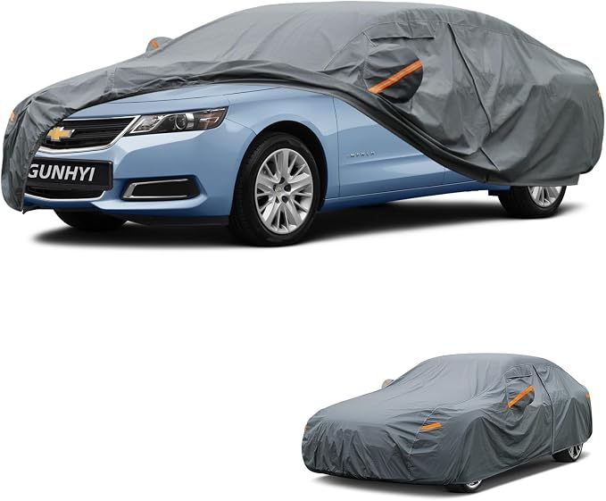 GUNHYI Premium Car Cover Custom Fit Chevrolet Impala(1958-1996), 16 Layers Heavy Duty Car Cover Waterproof All Weather with Zipper Door for Sun Rain Snow Dust Uv Protection