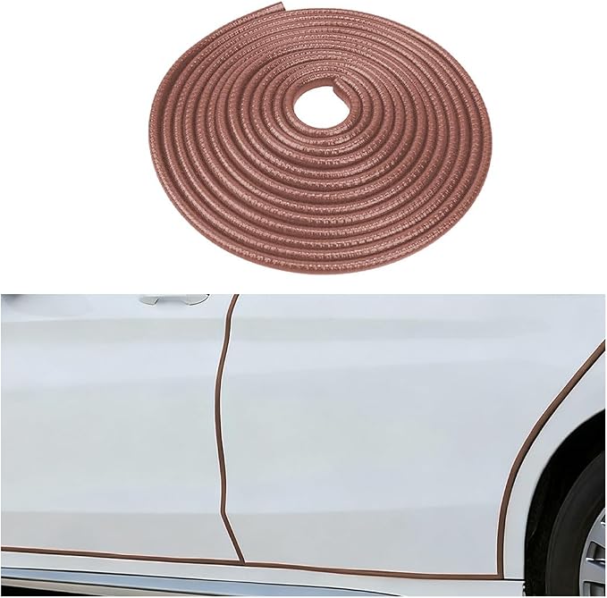 Car Door Edge Guards, 16.4FT U-Shaped Fade-Resistant Vehicle Edge Trim Seal Guard, No-Glue Design Automotive Door Entry Protector Strip, Universal Fit (Coffee)