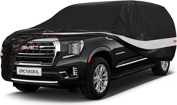 10 Layers SUV Car Cover Custom Fit for GMC Yukon XL (2000-2026) Waterproof All Weather for Automobiles, Outdoor Full Cover Sun UV Rain Protection with Cotton.Black