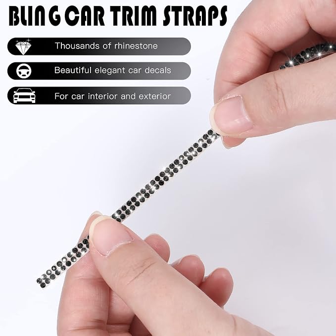 Kingdder 16.4 ft Bling Car Trim Self Adhesive Bling Car Accessories for Women Rhinestone Strip Glitter Diamond Sticker DIY Line Molding Dashboard Decal Shiny Auto Stuff for Interior Exterior Decor