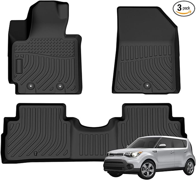Priprilod Floor Mats Fit for Kia Soul 2014-2019 All Weather Protector TPE Floor Liners Custom Fit Car Mats Non-Slip