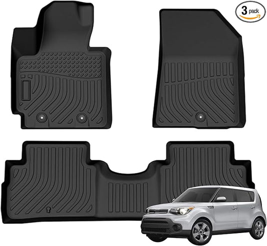 Priprilod Floor Mats Fit for Kia Soul 2014-2019 All Weather Protector TPE Floor Liners Custom Fit Car Mats Non-Slip