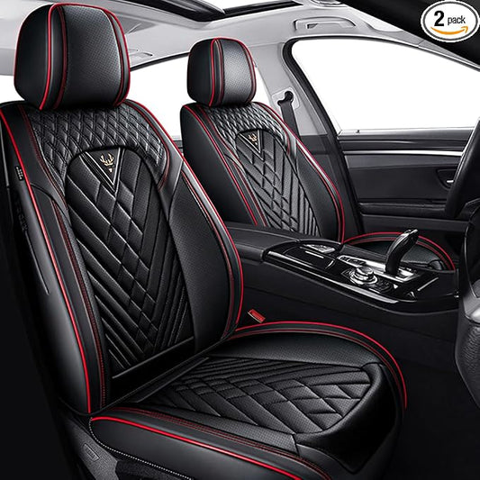 Fit for Toyota Tacoma Seat Covers 2001-2026,Premium Leather, 360° Full Protection, Thick Padding & Memory Foam, Waterproof & Stain-Resistant Car Seat Cover Front Set (2 Seat,Black&Red)