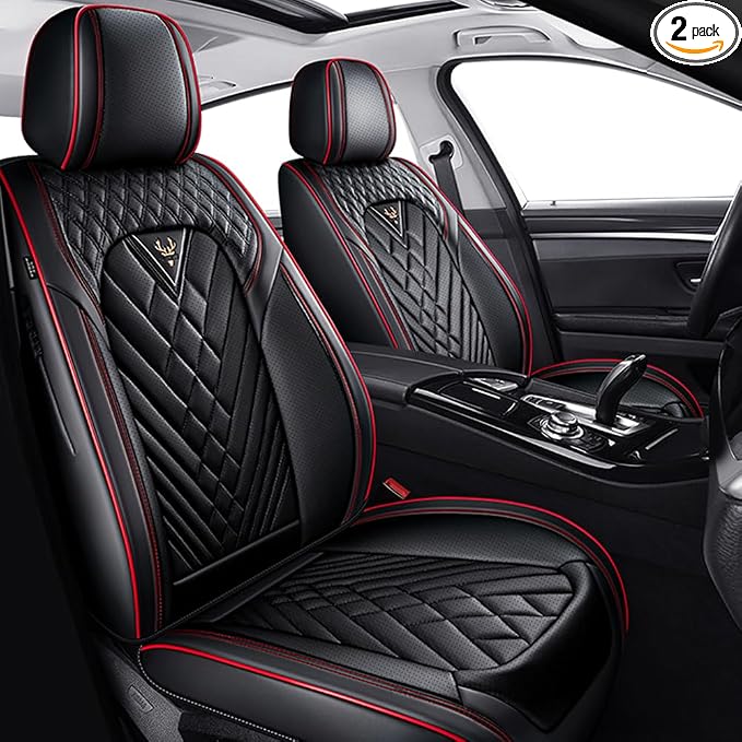 Fit for Toyota GR86 Seat Covers 2022-2025,Premium Leather, 360° Full Protection, Thick Padding & Memory Foam, Waterproof & Stain-Resistant Car Seat Cover (2 Seat,Black&Red)