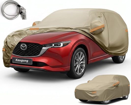 Kaugung Custom Fit Car Cover for Mazda CX-5 CX5 CX-50 CX50 (2012-2026), Heavy Duty All Weather Waterproof Outdoor SUV Cover, Sun Rain UV Protection with Driver Door Zipper, Mirror Pockets & Vents