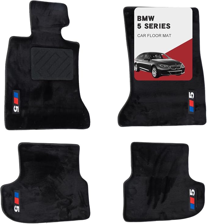 Custom 3D Car Mats for BMW 5 Series 2014-2017 (528i, 535i, 550i, 535d, 530i, 540i, 530e, M5) All-Weather Luminous Wool Carpet Car Mats - Custom Fit, Anti-Slip Full Coverage with Logo