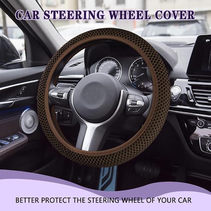 Elastic Stretch Steering Wheel Cover, Steering Wheel Cover, 15" Breathable Auto Steering Wheel Protector, Universal Car Accessories Comfortable Non-Slip Vehicle Steering Wheel Covers for Women Men