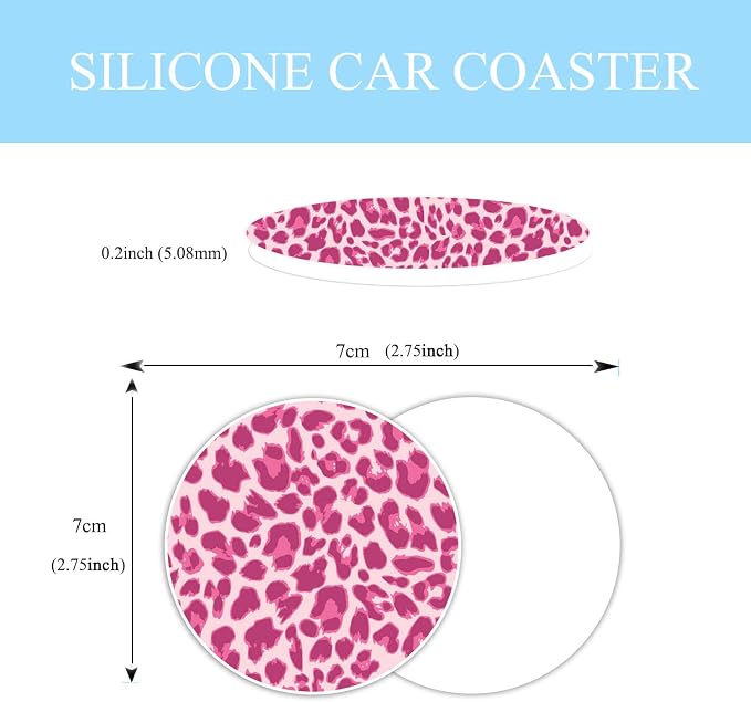 Leopard Print Steering Wheel Cover Anti-Slip Universal for 14.5-15 Inch Car Steering Wheel Cover with 2 Pieces Car Coasters Suitable for Men Women