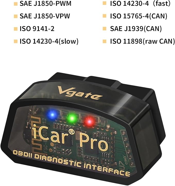 Vgate iCar Pro(BT3.0/ BLE4.0) OBD2 Scanner Bluetooth Code Reader Diagnostic Scan Tool for Android & iOS & Windows Compatible with ELM327 Adapter