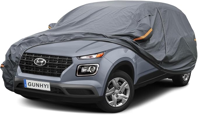 GUNHYI Premium Car Cover Custom Fit Hyundai Venue, 16 Layers Heavy Duty Car Cover Waterproof All Weather with Zipper Door for Sun Rain Snow Dust Uv Protection
