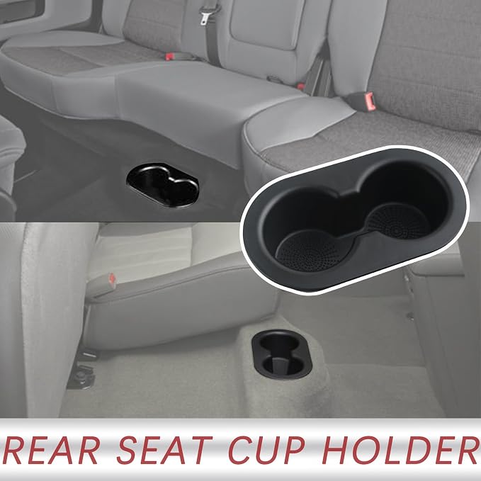 Rear Seat Cup Holder,Compatible with 2005-2011 Dodge DAKOTA/2002-2019 Dodge Ram 1500 2500 3500 4500 5500 Replaces 5HD65DX9AC Back Dual Drink Cupholder