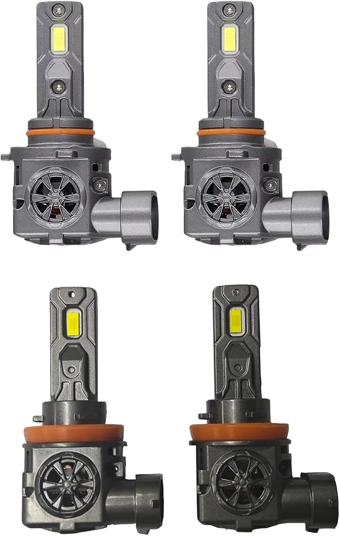 Termitor H11/H9 & 9005/HB3 Light Bulbs Combo, 110,000LM Brightness, 1:1 Mini Size 6500K Cool White IP68 Waterproof Automotive Replacement Combo 9005 H11 Fog Lights, Quick Installation, Pack of 4