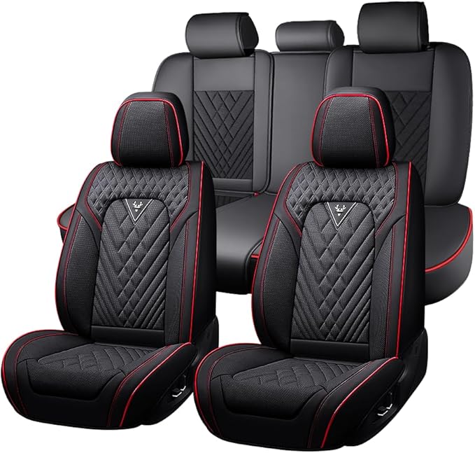 Fit for Toyota GR86 Seat Covers 2022-2025,Premium Leather, 360° Full Protection, Thick Padding & Memory Foam, Waterproof & Stain-Resistant Car Seat Cover (5 Seat,Black&Red)
