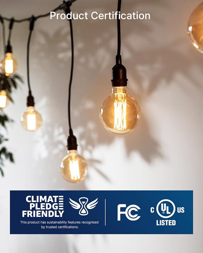 FLSNT 8 Pack Amber Glass LED Edison Bulbs, G25 Globe Light Bulbs 2200K Warm White, Dimmable Decorative Bulbs for Bathroom & Living Room, 40W Equivalent 400LM, CRI90+ E26 Base, UL Listed