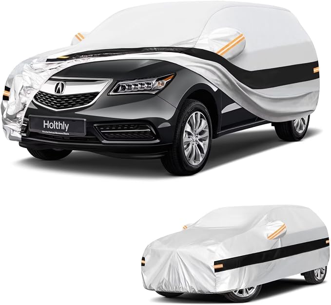 10 Layers SUV Car Cover Custom Fit for Acura MDX (2007-2026), Waterproof All Weather for Automobiles, Outdoor Full Cover Sun Dust Rain Protection with Cotton. Silver