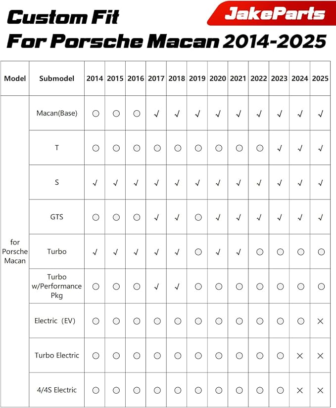 Car Floor Mats for Porsche Macan 2014-2025 2026 4PCS Full Set Not for EV | All Weather Full Coverage Floor Liners Heavy Duty Waterproof Long-Lasting Macan T/S/Turbo/GTS Accessories TPE Rubber Carpet