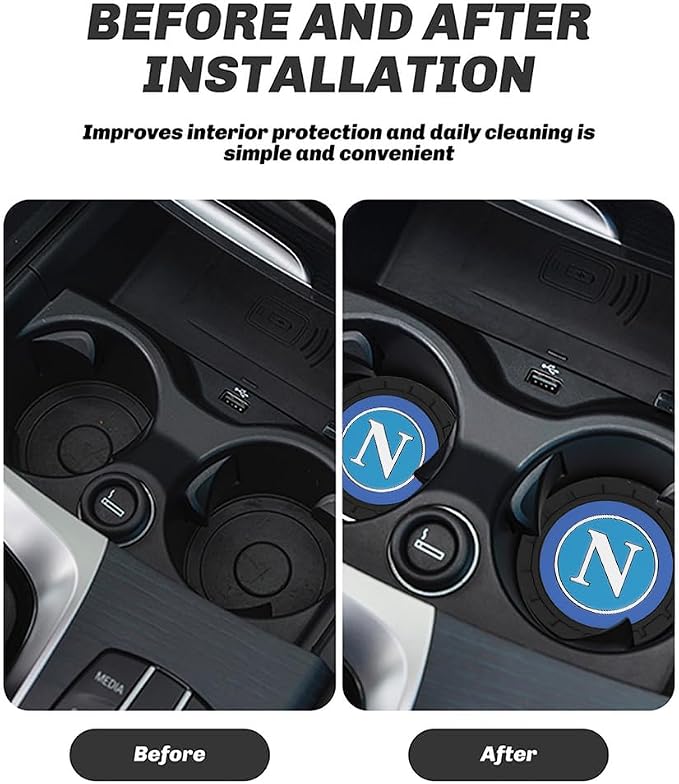 Cup Holder Insert Coaster for Napoli UEFA UCL Fans,Anti Slip Car Cup Coaster Interior Accessories