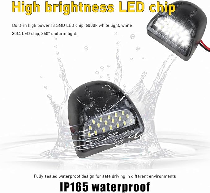 Ohleats 2 PCS Full LED License Plate Light Tag Lamp Assembly, 6000K White Car Plate Light Replacement for Escalade Avalanche Silverado Suburban Tahoe Sierra Yukon, Car Accessories