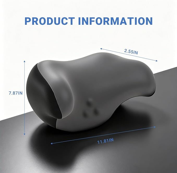 RURISUN U Shaped Pillow,Car Headrest Pillow, for Sleeping with Adjustable Strap Travel Cervical Neck Pillow,100% Memory Foam Breathable Removable Cover(Gray, 1PC)