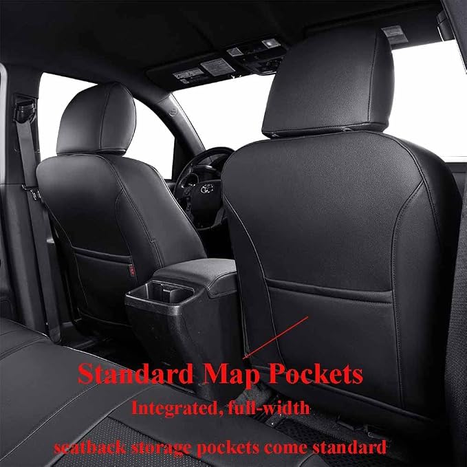 EKR Custom Fit Tacoma Front Car Seat Covers for Toyota Tacoma 2016 2017 2018 2019 2020 2021 2022 2023 Double Cab/Access Cab - Front Row Only,Faux Leather(Black)
