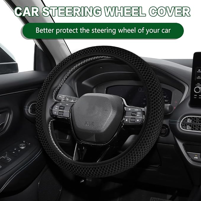 Elastic Stretch Steering Wheel Cover, Car Wheels Covers, Anti-Slip Sweatproof Breathable Car Steering Wheel Protector, Breathable Odorless Steering Wheels Accessories for Most Vehicles