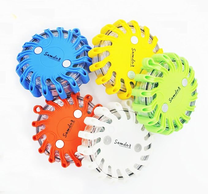 SAMDO Waterproof 9 Patterns Magnetic Beacon Lamp, Emergency Light, LED Road Flares Emergency Lights CR123A (Green)