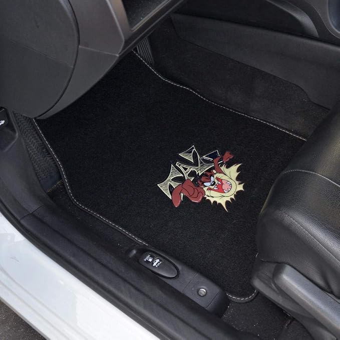 BDK Warner Brothers Cute Tazmanian Devil Licensed Auto Carpet Floor Mats, Universal Fit 4PC Set Front & Rear for Car Truck Van SUV