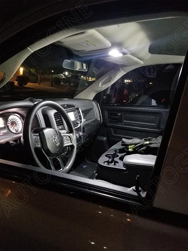 AUTOGINE 12 Piece White Interior LED Lights Kit for 2019 2020 2021 Dodge Ram 1500 2500 3500 Super Bright 6000K Interior LED Light Bulbs Package + Install Tool