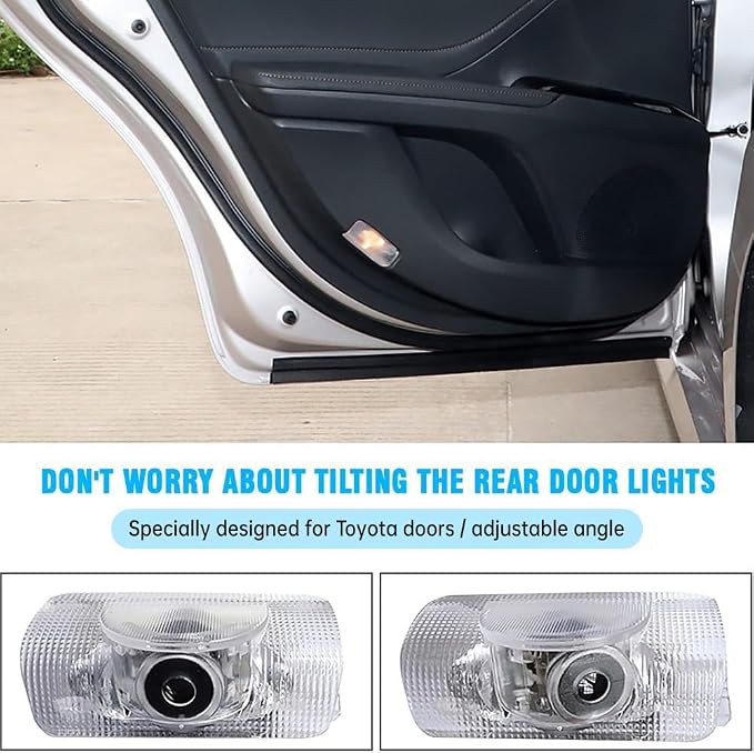 Car Led Logo Projector Puddle Light Compatible with Corolla/Camry/Highlander/Tundra/4 Runner/Sienna/Prius/Venza/Sequoia/Crown, 2-Pack Non Fading 4K-HD Ghost Shadow Door Lamp