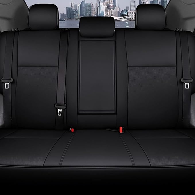AOMSAZTO Custom Fit Seat Covers for Toyota Corolla 2014 2015 2016 2017 2018 2019 L, LE, LE Eco, Plus Sedan Car Seat Cover Full Set Waterproof, Full Set Faux Leather Black