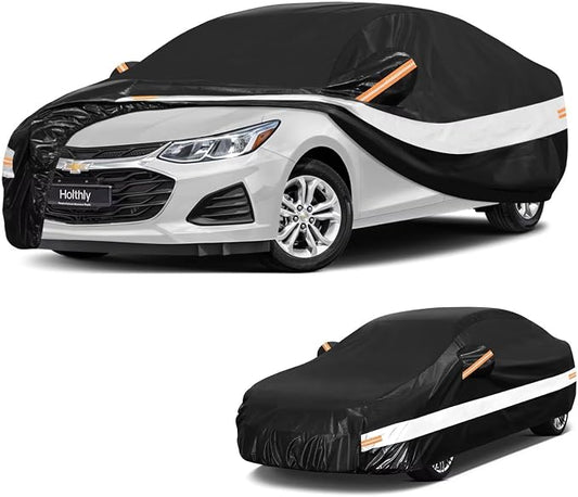 10 Layers Car Cover Custom Fit for Chevrolet Chevy Cruze Sedan(2009-2026), Waterproof All Weather for Automobiles, Outdoor Full Cover Sun Dust Rain Protection with Cotton. Black