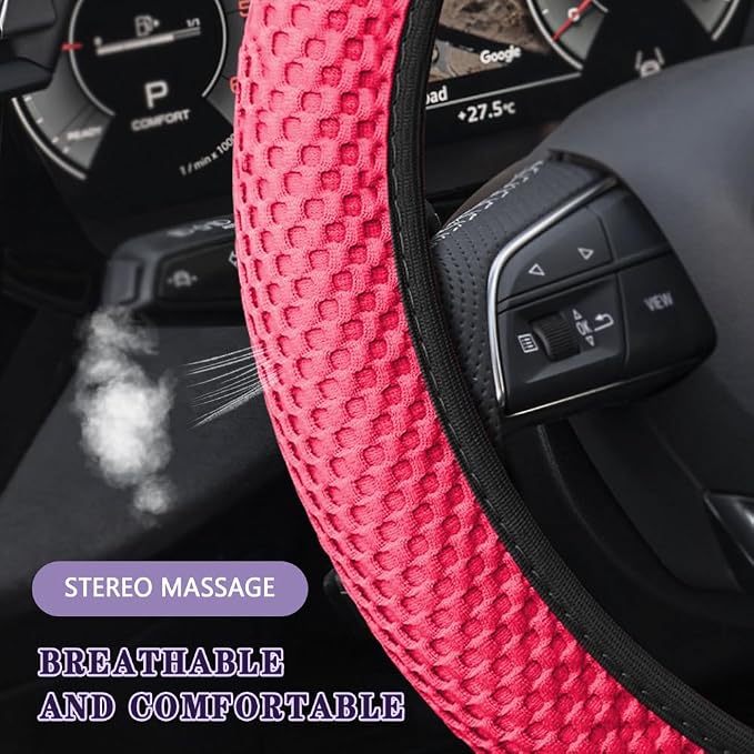 Elastic Stretch Steering Wheel Cover, Steering Wheel Cover, 15" Breathable Auto Steering Wheel Protector, Universal Car Accessories Comfortable Non-Slip Vehicle Steering Wheel Covers for Women Men