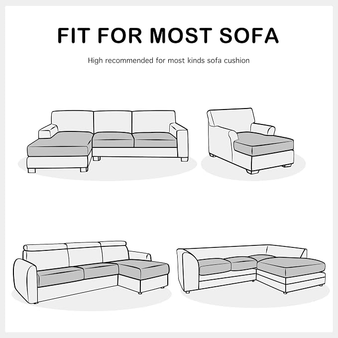 Yates Home Couch Covers for Sectional Sofa L Shape PU Leather Cushion Slipcover Water-Proof Elastic RV Chaise Seat Cover Protector Slip Cover for Settee Seater Replacement in Living Room（XXL, Ivory