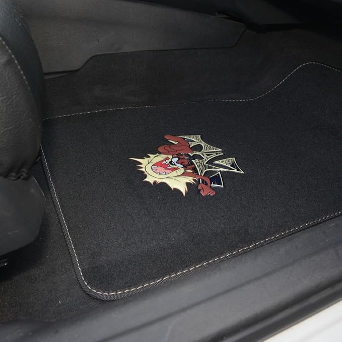 BDK Warner Brothers Cute Tazmanian Devil Licensed Auto Carpet Floor Mats, Universal Fit 4PC Set Front & Rear for Car Truck Van SUV