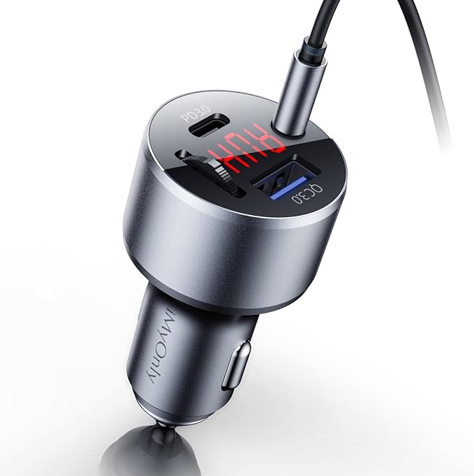 Bluetooth V5.4 AUX Car Adapter FM Transmitter | All-Metal, No Static Noise,PD&QC Fast Charger,