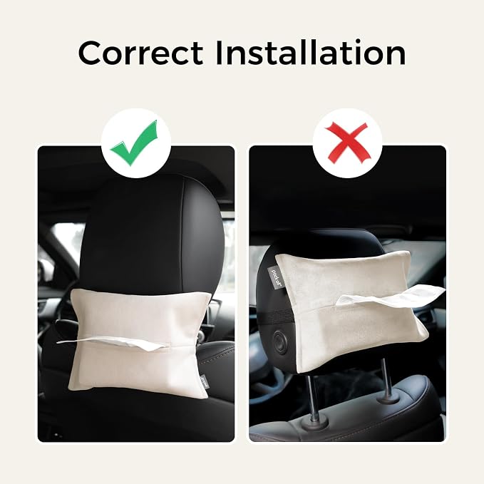 pack all Car Tissue Holder, Premium Microsuede Sun Visor Napkin Dispenser, Wipes Case for Backseat, Vehicle Accessories (Beige)