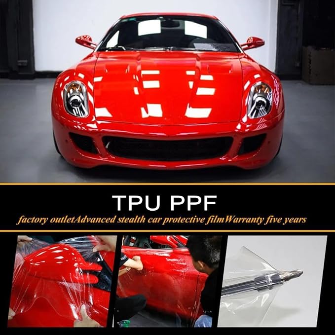 SUMAGITIN 7.5mil TPU Clear Car Paint Protection Film Self Healing Adhesive Automotive Film Anti-Scratch Glossy Car Body Wrap Vinyl for DIY Car Moto Interior Exterior,60inch x 16.5feet